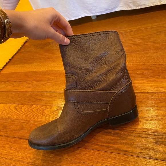 Prada Flat Double-Buckle Moto Boot in Dark Brown - Picture 8 of 8